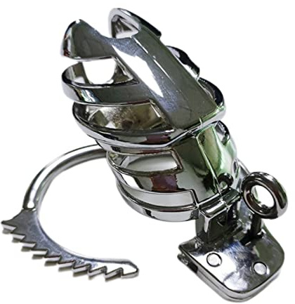 Buntune Keuschheitskäfig für Männer, Metall Peniskäfig mit einstellbare Größe Handschellentyp Penisring, Atmungsaktiv Cock Cage Extrem Keuschheits Bondage SM Sexspielzeug für Männer Silber