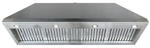 SINDA 60 Inch Built-In/Insert Range Hood, 4-Speed 1260 CFM, Stainless Steel Under Cabinet Range Hood Kitchen Vent Hood with Liner and Internal Motor, 8 Duct, Adjustable Lights, Baffle Filter