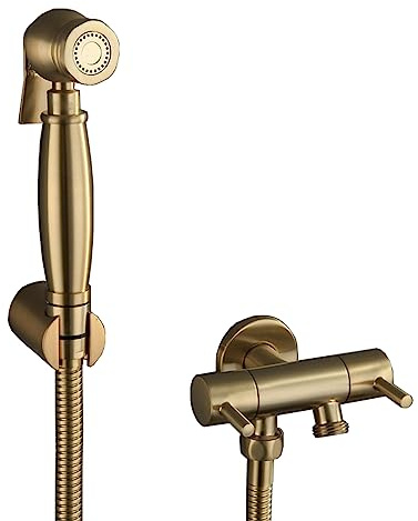 Bidet Portatile Kit Doccetta,Doccino Bidet Portatile,Spruzzatore Portatile Per Bidet,Accessorio Per WC Multifunzionale A Filo Completo In Rame,Oro Spazzolato B
