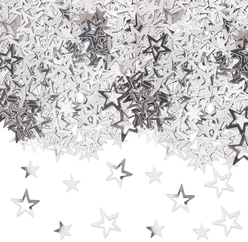 GoldRock Glitzer Streudeko Sterne Silber,Glitzersterne Konfetti Weihnachten,Streusterne Groß,Streudeko Weihnachten Silvester,Stern Konfetti,Tischdeko Geburtstag Hochzeit,Weihnachtskonfetti Stern Deko