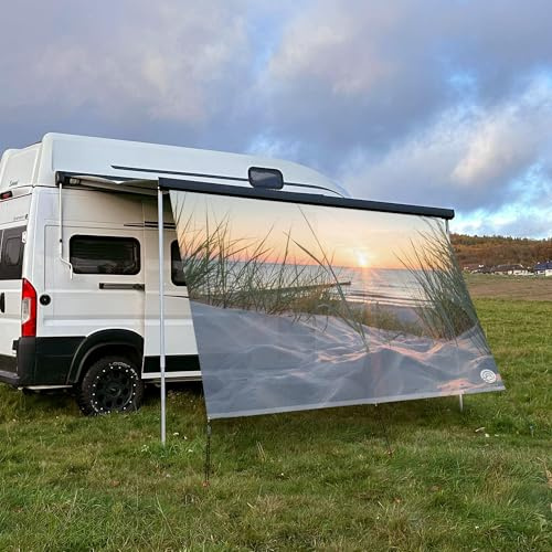 CAMPIDOO Textil Sonnensegel OSTSEE-Strand | Höhe 200cm | hochwertiger Fotodruck inkl. Keder-Befestigung | Markisen-Vorderwand - Länge/Keder: 380cm / 5 mm Keder