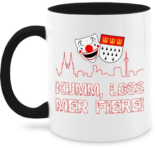 Tasse Tassen 325ml - & Fasching - Kumm loss mer fiere Kölle Alaaf I Köln Wappen Karneval I Karnevalskostüm Clown - 325 ml - Schwarz - karnevalstasse fasching- kölsches faschingstasse carnevale