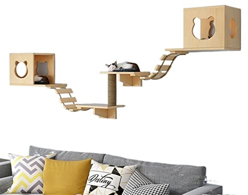 Kratzbaum für große Katzen, einfarbig, Wandbehang für Katzen, Klettergerüst, Sprungplattform, Trampolin, Kletterleiter, Wand, Kratzbaum, Möbel, Katze (Größe: B) Vision