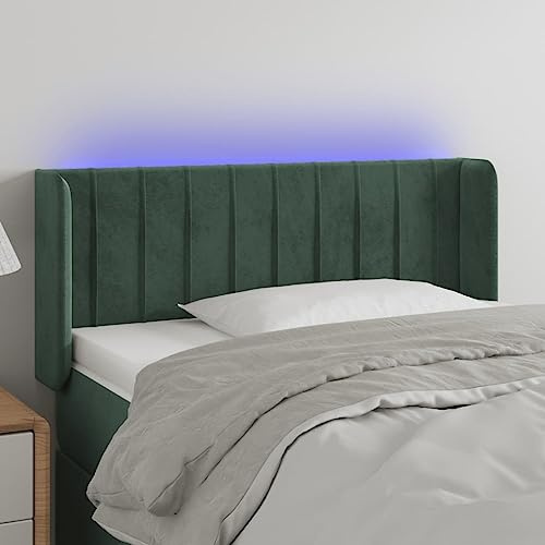 CKioict Betthaupt Wandkissen Bett Bettkopfteil Schlafzimmer LED Kopfteil Dunkelgrün 103x16x78/88 cm SamtGeeignet für Schlafzimmer, Gästezimmer, Schlafsaal