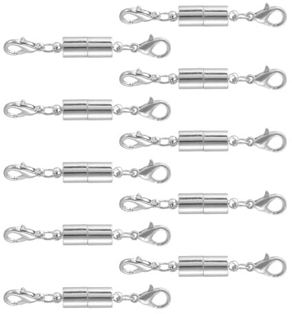 QUARKZMAN 10 Stück Schmuckverschlüsse, Verschlüsse mit Karabinerverschluss für Armband Halskette DIY Herstellung von Hochzeitsschmuck Zubehör (Silber)