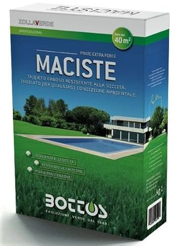 Bottos MACISTE 1 Kg - Sementi per tappeto erboso, Semi per prato extra forte resistente alla siccità per 30 mq - Prato Erboso Shop
