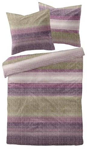 Traumschlaf Biber Bettwäsche Elverum lila – flauschig weiche & warme Winterbettwäsche aus 100% Baumwolle – atmungsaktiv, hautsympathisch & mit Reißverschluss – 135x200 cm + 80x80 cm
