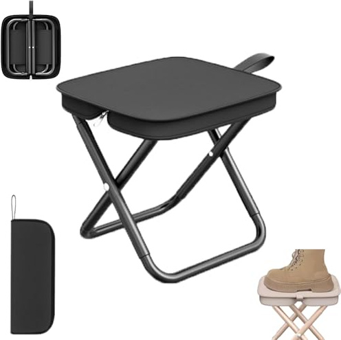 Akayoo Tragbarer Klapphocker, Teleskophocker Faltbar Campinghocker,Faltbarer Klapphocker,falthocker Ultraleicht,tragbar Leichter Klapphocker, Camping-Stuhl Faltbarer Outdoor Hocker