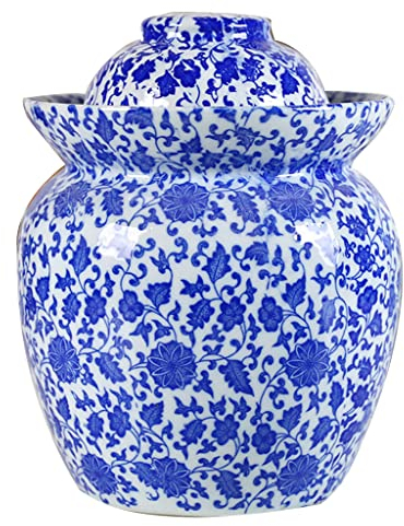 Barattoli tradizionali per la fermentazione, Cinese tradizionale Cinese tradizionale porcellana ceramica pentola di fermentazione sottaceto, vaso di fermentazione con coperchio gorgogliatore guarnizio