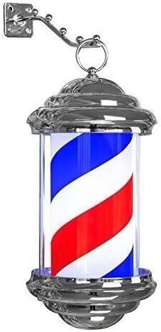 EdfYHSL Barbería Luz Giratoria Lámpara giratoria for peluquería roja, Azul y Blanca, Logotipo clásico de peluquería, Fuente de luz LED, 28 x 14,5 cm Mural