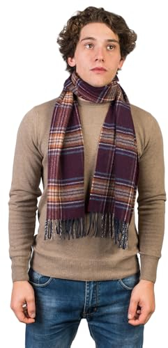 Dalle Piane Cashmere - Schottischer Schal aus Wolle und Kaschmir, Made in Italy - Herren, Farbe: Bordeaux, Einheitsgröße.