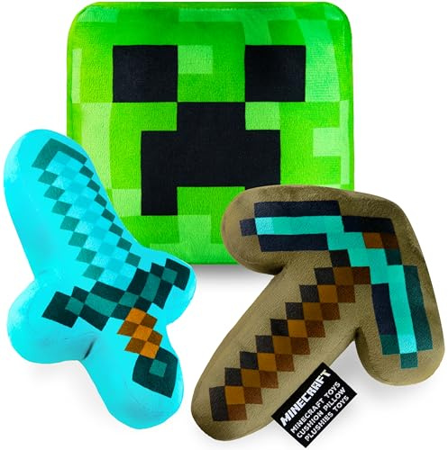 Minecraft Soft Toy 3pcs Plushie Cushion Set Creeper Stuffed Toy Kids Teenagers, Bedroom Accessories 3D Soft Toy Decorative Stuffed Collectibles Gifts for Gamers