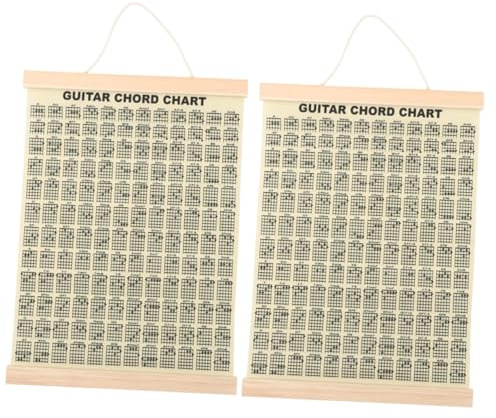 HEMOTON 2St grifftabelle gitarre Poster mit Gitarrenakkorden Gitarrengriffbrett Poster Gitarrenaufkleber Gitarrendiagramm Anleitung zum Gitarren lernen Gitarren-Akkorddiagramm-Wandkunst