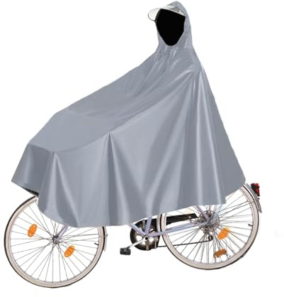 Fayemint Mantella da Bicicletta, Mantella Antipioggia Unisex, Impermeabile Portatile Mantella Antipioggia, con Cappuccio, per Biciclette, Mountain Bike, Bici Elettriche (Grigio)