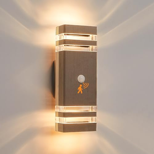 CELAVY Aussenlampe Außenlampe mit Bewegungsmelder - LED GU10 Außenleuchte Aussenleuchte Wand IP65 Up Down Wandleuchte Wandlampe Lampe aussen außen, Aussenbeleuchtung Ausenbeleutung Hauswand, Bronze