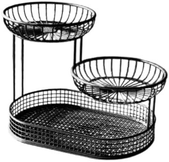 Milageto de 3 niveles, frutero, estante multiusos para almacenar verduras en la encimera, soporte para cesta de pan y frutas, Negro