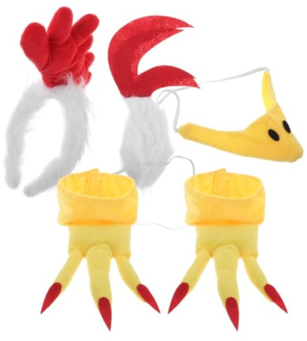 Garneck 1 Satz Hahn-anziehset Hahn-haarbänder Hühnernase Kostüm Hühnermaske Küken-festival-stirnband Tier Verkleiden Hühnerstirnband Und Schnabel Huhn Kostüm Für Erwachsene Stoff