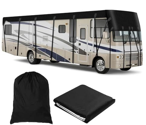 Telo per Tendalino Camper Tessuto Oxford 210D Telo per Camper A Prova Di Vento, Pioggia E Neve Telo per Camper Copertura Camper,Black-12m×3m