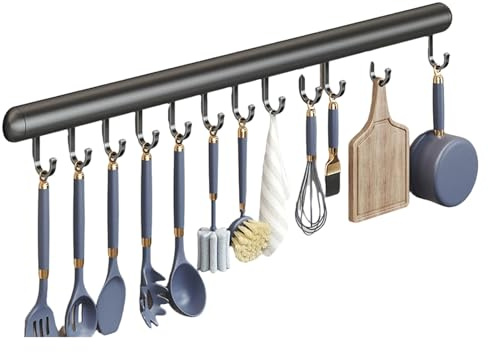 Cammeciso Hakenleiste für Küche,Aluminium küche Hakenleiste,Küchenhakenleiste,Küchenleiste Stange für Küchenutensilien,Hakenleiste für Küchenutensilien,für Aufhängen von Küchenutensilien
