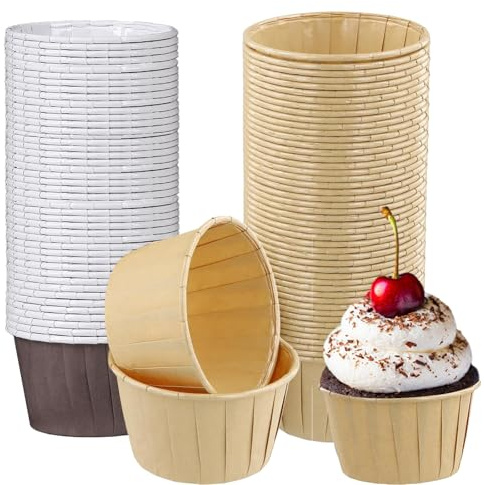 Cupcake Cases for Baking, 100 PCS Muffin Baking Cups Large Disposable Greaseproof Cupcake Liners for Home Birthday Wedding Christmas Party (Coffee, Brown)