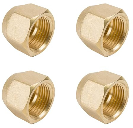 LONGHAO 4 pcs Split Bördelüberwurfmutter,4‘’1/2für Klimaanlagen-Anschlüsse | Bördelkappe aus Messing,Messing Bördelmuttern Klimaanlage Teile Anschlüsse,1/2 Zoll für Kältemittelleitung Klimaanlagen