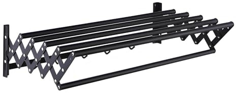 ObaBO Stendibiancheria da Parete, Forte Durevole Wall Drying Rack Vestiti in Acciaio Inossidabile Buona qualità Retractable Pieghevole Drying Rack per Interni ed Esterni,Black-60cm