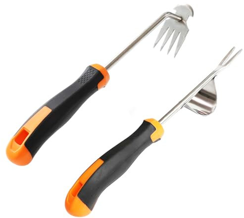 PANZHIHUIDA Estirpatore Erbacce 2 Pezzi, Diserbante Manuale con Lame Acciaio Inossidabile, Manico Ergonomico per Giardino, Prato e Aiuole - Antiruggine, Durevole