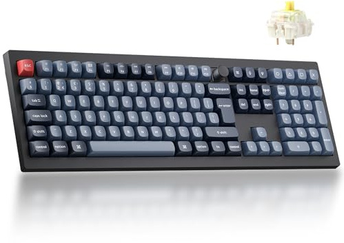 Keychron V6 Max Full-Size Wireless Custom Mechanical Keyboard - Gateron Banana Early Tactile Switch, QMK Programmable, 2.4 GHz/Bluetooth Connectivity (UK Layout) for Mac Windows Linux - Black