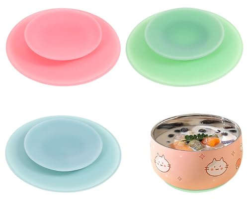 Ventouse de Fixation de Plaque en Silicone 3 Pièces pour Vaisselle | Sécurisée et Légère, pour Bol et Assiette, Adaptée aux Personnes Âgées, Maintien Stable au Quotidien