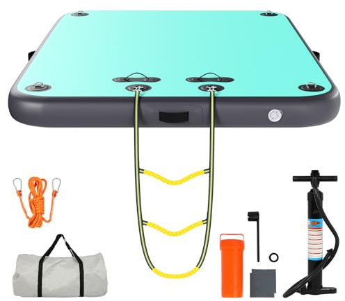 FAHKNS Inflatable Floating Dock Air Dock Platform Non-Slip Surface Floating Island Raft for Lake Pool Beach Ocean (6ft*5ft*6in,Mint Green/Gray)