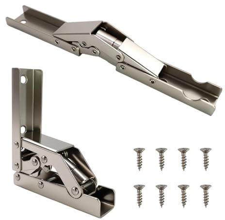 Lot de 2 charnières pliantes à 90 degrés pour porte et étagère, supports invisibles pour tables et meubles, quincaillerie robuste et facile à installer pour armoires et surfaces pliables