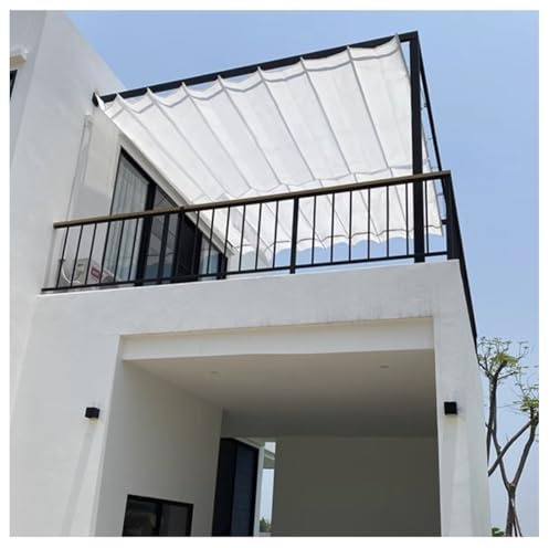 GXXINGIN Pergola rétractable avec Pare-Soleil ondulé et kit de Montage (Blanc 3 x 11 m)