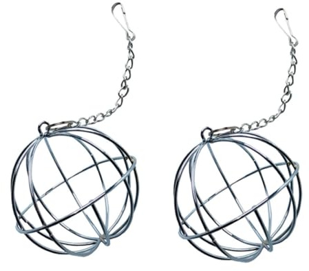 UTHCLO Boules Porteuses en Acier Inoxydable Antirouille, Mangeoire Suspendue pour Lapin et Petits Animaux, Lot de 2, Cadre Porte-Foin, Alimentation Cage, Accessoires pour Chinchillas