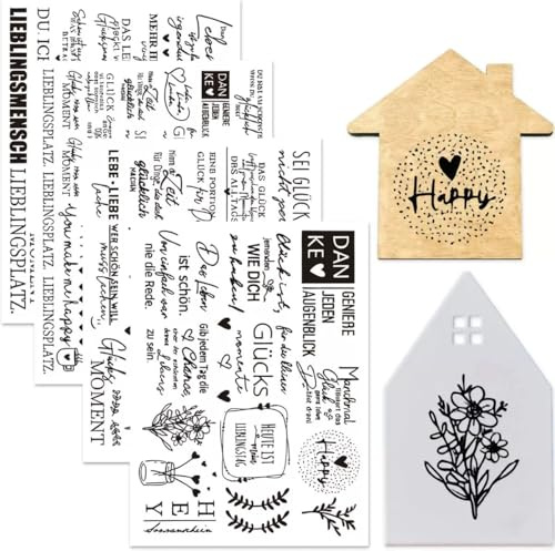 AOMZKOL Rub On Transferfolie, A5 19x14cm, DIY Deko Aufkleber für Möbel, Glas, Holz, Fotoalbum, Geburtstag, Hochzeit, 4 Stück (Schöne Sprüche)