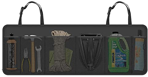 Vinsani Multi Mesh Pocket Hanging Car Boot Tidy Storage Bag Organiser Back Seat Declutter Pouch Car Accessories Storage Solution Foldable Cargo Trunk for Vehicles