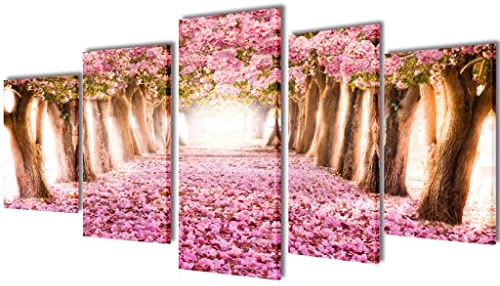 vidaXL Set Decorativo de lienzos para la Pared Modelo Flores de Cerezo, 200 x 100 cm