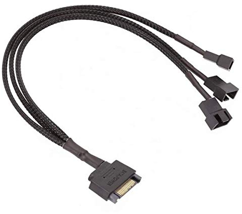 YieJoya Cavo adattatore per ventola di raffreddamento, 15 pin SATA a 3 x 3 pin/4 Pin PMW 12 V PC PC ventola adattatore di alimentazione (connettore PWM) a 15 pin SATA sdoppiatore cavo