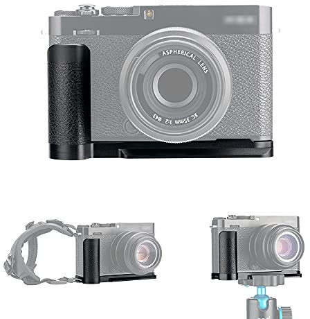 JJC Metall-Handgriff Schnellwechselplatte L-Halterung für Fujifilm X-E4 XE4 ersetzt Fuji MHG-XE4 Handgriff | Aluminiumlegierung mit Mikrofaser, Batterie- oder Speicherkartenwechsel ohne Demontage, Befestigung am Handgelenkband