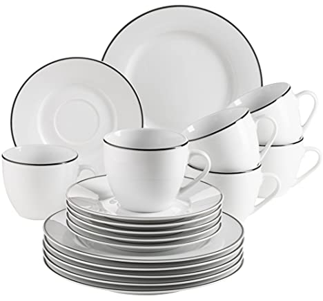 Mäser Service à café en porcelaine ENNA, blanc, noir