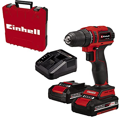 Einhell Akku-Bohrschrauber TE-CD 18/40 Li BL (2x2,0 Ah) Power X-Change (Li-Ion, 18 V, 40 Nm, bürstenloser Motor, 2-Gang-Getriebe, Drehzahl-Elektronik, inkl. 2x 2,0 Ah PXC-Akkus und Schnellladegerät)