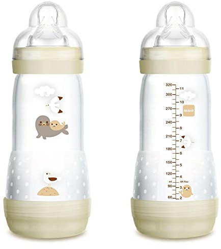 MAM Anti-Colic A154 Collection Colours of Nature, matt yta, patenterad anti-kolik nappflaska, 3-pack ultramjuk SkinsoftTM silikon napp baby från 4 månader, 320 ml neutral