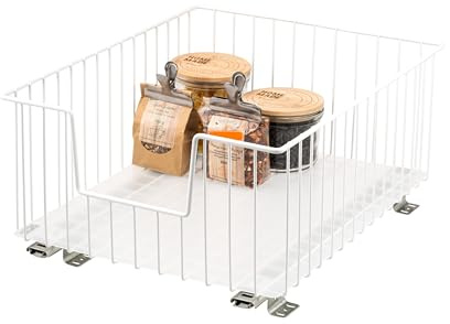 bremermann Cabinet pull-out basket, 40 cm wide, with shelf, telescopic rails, ideal for kitchen, bathroom, and bedroom, made of metal (White)