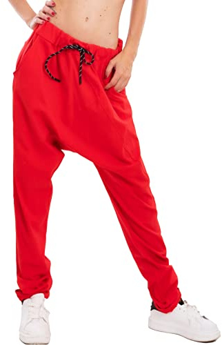 Toocool Pantaloni Donna garzati Tuta Cavallo Basso Turca Harem Sarouel MS-50216 [Taglia Unica,Rosso]