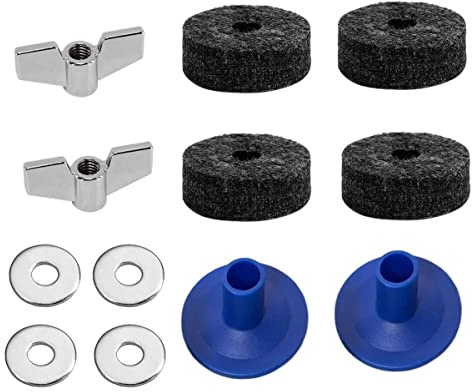 Jiayouy 12 Stück Beckenständer Zubehör Beckenfilz Beckenhülsen mit Basis Flügelmuttern und Beckenscheibe Ersatz für Trommel Set (Blau)