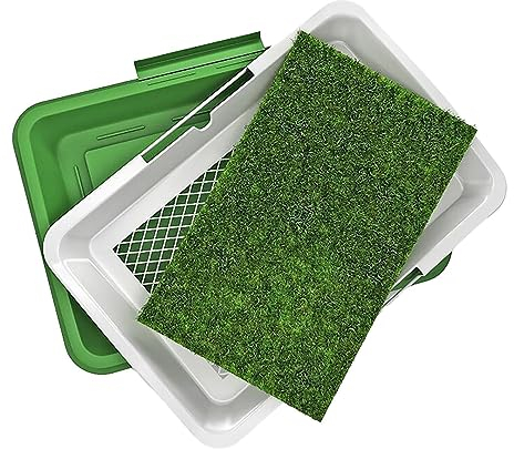 Aznever Hundeklo Hundetoilette Welpentoilette Mit Kunstrasen, 46.5x34.5x6.5cm Hunde Töpfchen Trainingsmatte, Töpfchentraining Für Den Innenbereich Für Kleine Hunde.