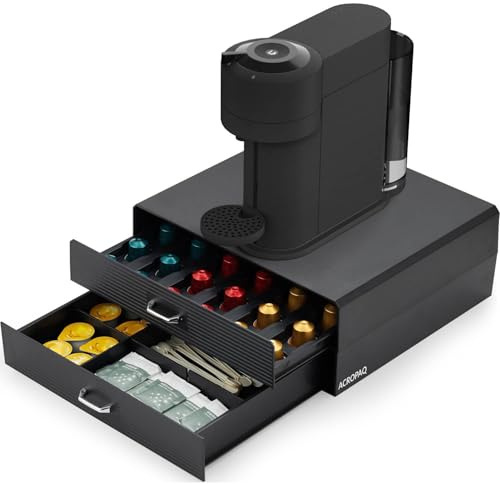 ACROPAQ Organisateur de Capsules de Café - 2 Tiroirs pour une Convenance Ultime - Simplifiez Votre Routine Café avec un Organisateur de Capsules de Café - Capsules de Café