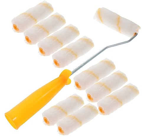 Hemobllo 4 Inch Wall Paint Roller Brush Set 31cm Handle Synthetic Fiber Roller Core Home and Office Wall Painting Random Color