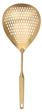 XHTLLO Cucchiaio per Schiumarola, Cucchiaio a Fessura Resistente Alle Alte Temperature in Acciaio Inossidabile 304, Manico Lungo Mestolo per Schiumarola di Grande Capacità, per Cucina(D'oro)