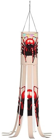 Niedlicher kleiner roter Spinne SamLng Halloween-Windsack – gruselige Geister-Druck-Dekorationen, perfekt für Hof, Terrasse und Garten