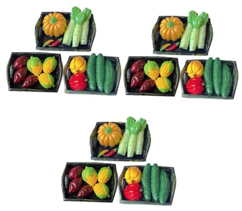 Toyvian 9pcs Miniature Vegetable Basket Model Realistic and Adorable Mini Toy Vegetables for Doll House Accessory for Micro Landscape